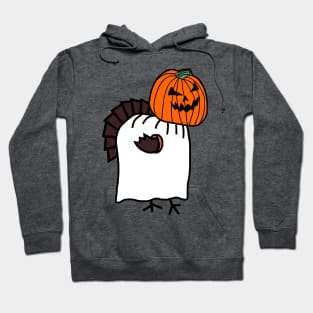 Thanksgiving Turkey in Halloween Horror Pumpkin Ghost Costume Hoodie